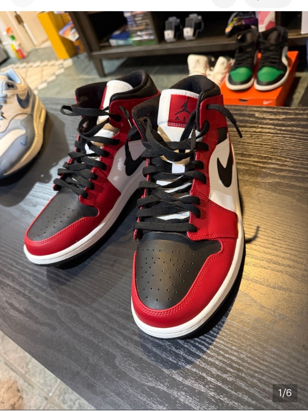 Air Jordan Mid Style High-Top Sneakers - Red / Black / White New